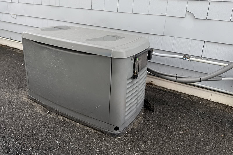 A Home Standby Generator installed at the backyard of a house.
