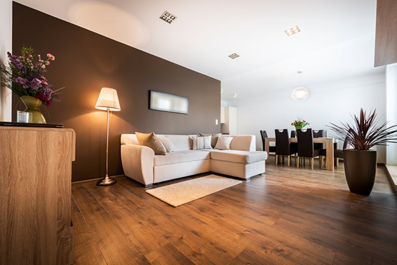 A clean, modern, homes living room.